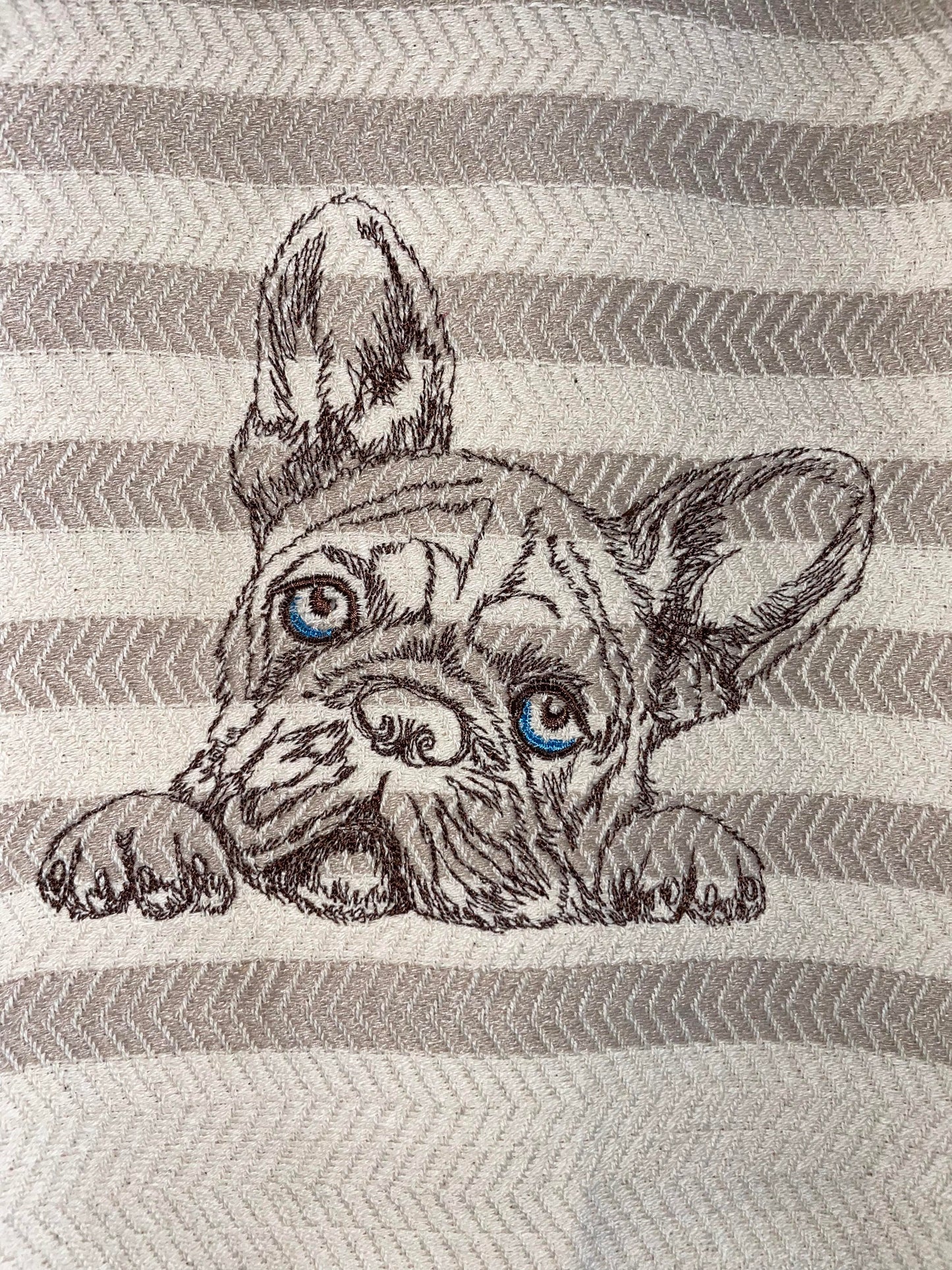 100% Turkish Cotton French Bulldog XL Embroidered Hand Towel