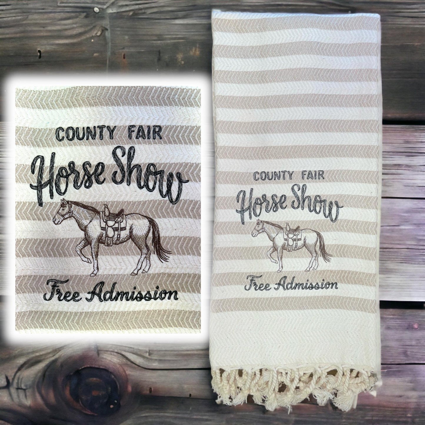100% Turkish Cotton Horse Show XL Embroidered Hand Towel