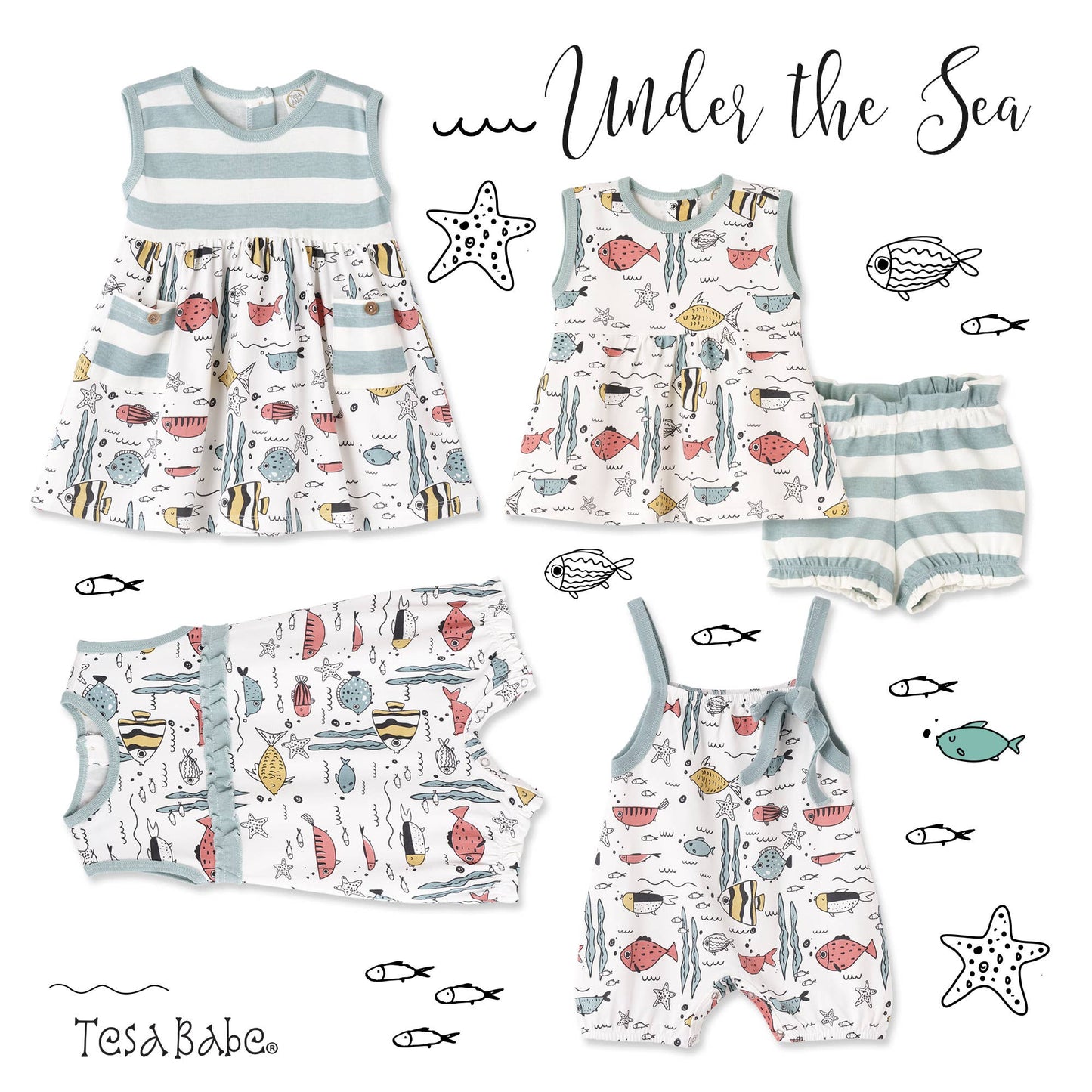 Baby Girl's Under The Sea Bamboo Set: 18-24M