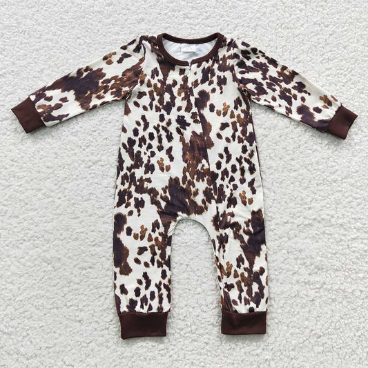 Baby Girls Cowhide Print Zip Romper