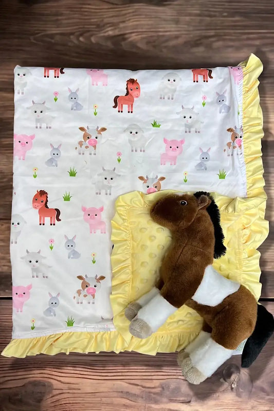 BABY ANIMAL / FARM PRINTED BABY BLANKET. 35" BY 35".