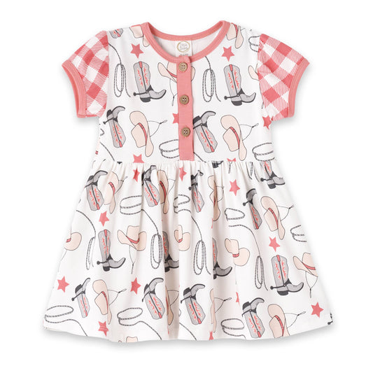 Baby Girl's Yeehaw Pink Bamboo Dress: 9-12M