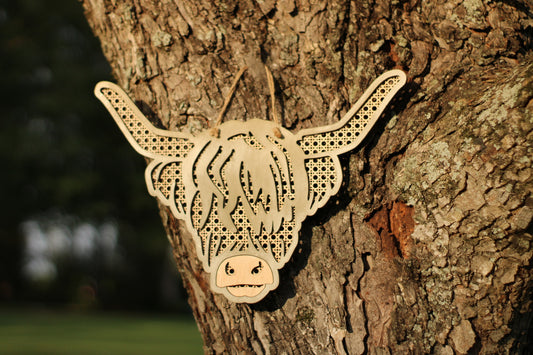 Highlander Cow Rattan Wall Hanging